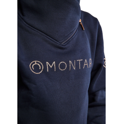 Sweatshirt Montar MoNaja Junior seitlicher Reißverschluss Kristalle Roségold Marine Marineblau