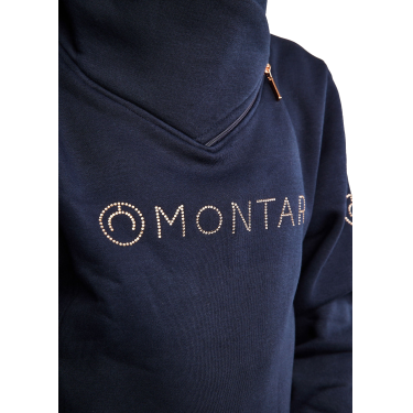 Sweatshirt Montar MoNaja Junior seitlicher Reißverschluss Kristalle Roségold Marine Marineblau