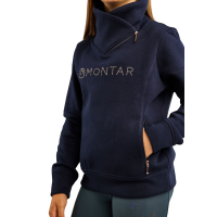 Sweatshirt Montar MoNaja Junior seitlicher Reißverschluss Kristalle Roségold Marine Marineblau