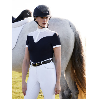 Turnierpolo Emily LeMieux Kurzarm Marine Marineblau