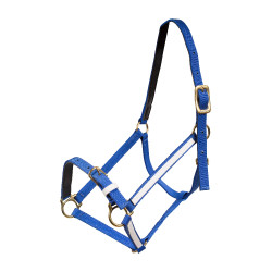 Yankee-Halfter Finn-Tack Pro Nylon mit offenem Nasenriemen Blau / Weiß