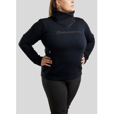 Pullover Montar Naja mit Reißverschluss am Kragen Crystal Roségold Curve Damen Marine Marineblau
