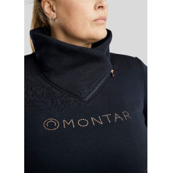 Pullover Montar Naja mit Reißverschluss am Kragen Crystal Roségold Curve Damen Marine Marineblau