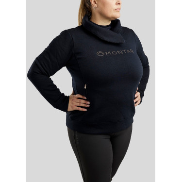 Pullover Montar Naja mit Reißverschluss am Kragen Crystal Roségold Curve Damen Marine Marineblau