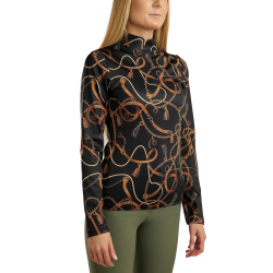 Langarm-Poloshirt Montar mit Haily-Trense-Aufdruck für Damen Schwarz