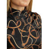 Langarm-Poloshirt Montar mit Haily-Trense-Aufdruck für Damen Schwarz