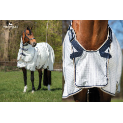 Fliegendecke Horseware Rambo Optimo Supreme Summer Sheet Plus CarreauxMarine / gris orage / argent Motive