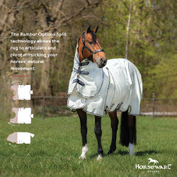 Fliegendecke Horseware Rambo Optimo Supreme Summer Sheet Plus CarreauxMarine / gris orage / argent Motive