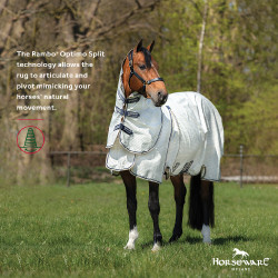 Fliegendecke Horseware Rambo Optimo Supreme Summer Sheet Plus CarreauxMarine / gris orage / argent Motive