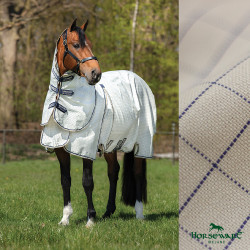Fliegendecke Horseware Rambo Optimo Supreme Summer Sheet Plus CarreauxMarine / gris orage / argent Motive