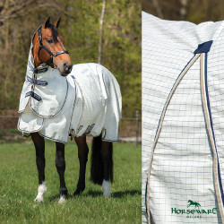 Fliegendecke Horseware Rambo Optimo Supreme Summer Sheet Plus CarreauxMarine / gris orage / argent Motive