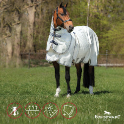 Fliegendecke Horseware Rambo Optimo Supreme Summer Sheet Plus CarreauxMarine / gris orage / argent Motive