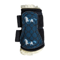 Kentucky Gamaschen veganes Lammfell Pferdemotiv schwarz Schwarz