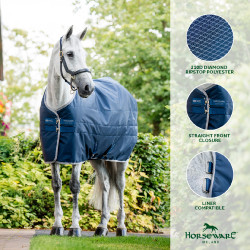 Horseware Ionic Therapy 50g Stalldecke Bleu imperial / argent /Marine Blau