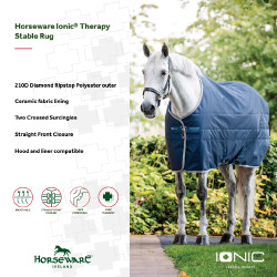 Horseware Ionic Therapy 50g Stalldecke Bleu imperial / argent /Marine Blau