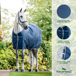 Horseware Ionic Therapy 50g Stalldecke Bleu imperial / argent /Marine Blau