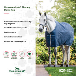 Horseware Ionic Therapy 50g Stalldecke Bleu imperial / argent /Marine Blau