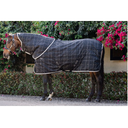 Horseware Rhino 350g VL Stalldecke Schwarz / weiß-graue Karos