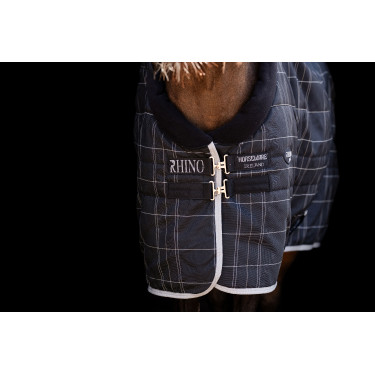 Horseware Rhino Pony Stalldecke 100 g Schwarz / weiß-graue Karos