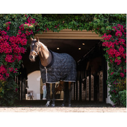 Horseware Rhino Pony 250g Stallabdeckung VL Schwarz / weiß-graue Karos