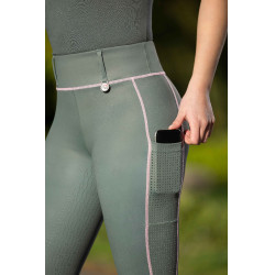 HKM Juna Leggings Vollbesatz Silikon Grüngrau Gr&uuml;n