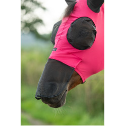 Fliegenschutzmaske HKM Elastic Nasenschutz Magenta Rosa