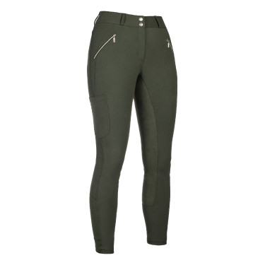 HKM Reithose Lia mit hoher Taille Vollbesatz aus Alos Olivgrün HKM Reithose Lia mit hoher Taille Vollbesatz aus Alos Olivgrün