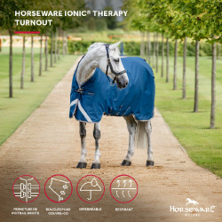 Horseware Ionic Therapy Turnout 100g Decke Bleu imperial / argent /Marine Blau