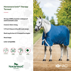 Horseware Ionic Therapy Turnout 100g Decke Bleu imperial / argent /Marine Blau
