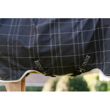 Horseware Rhino Wug Poney Turnout 250g VL Decke Schwarz / weiß-graue Karos Horseware Rhino Wug Poney Turnout 250g VL Decke Schwarz / weiß-graue Karos