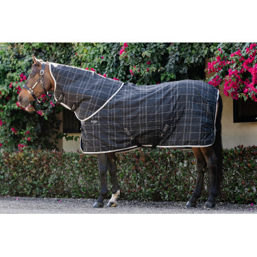 Stallhalsdecke Horseware Rhino 200 g Schwarz / weiß-graue Karos