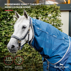 Horseware Ionic Therapy Mesh Cooler Halsteil Bleu imperial / argent /Marine Blau