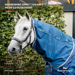 Horseware Ionic Therapy Mesh Cooler Halsteil Bleu imperial / argent /Marine Blau