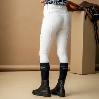 Horseware AA Aria Reithose mit Kniebesatz und mittelhohem Bund Weiß Wei&amp;amp;amp;amp;amp;amp;szlig;