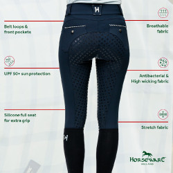 Horseware Newmarket Reithose mit hoher Taille und Vollbesatz Marine / Marine Blau
