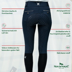 Horseware Newmarket Reithose mit hoher Taille und Vollbesatz Marine / Marine Blau