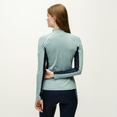 Polo 1/4 Reißverschluss Horseware Stamina Langarm Weise Blau