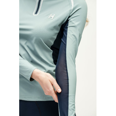 Polo 1/4 Reißverschluss Horseware Stamina Langarm Weise Blau