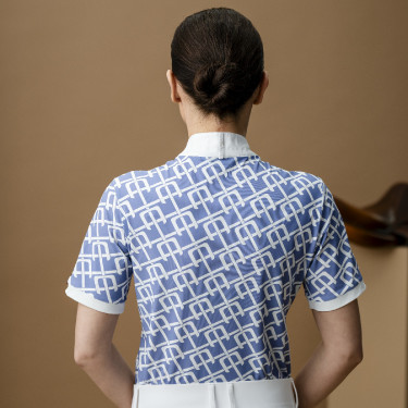 Turnierpolo Horseware AA Alcina mit kurzen Ärmeln Blauer Monogramm-Druck Motive