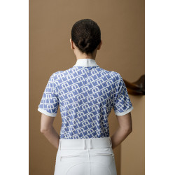 Turnierpolo Horseware AA Alcina mit kurzen Ärmeln Blauer Monogramm-Druck Motive