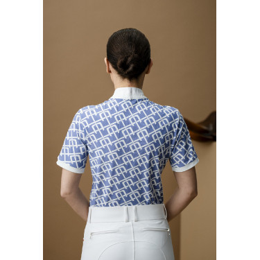 Turnierpolo Horseware AA Alcina mit kurzen Ärmeln Blauer Monogramm-Druck Motive