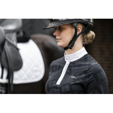 Turnierpolo Horseware AA Alcina Langarm Holzkohle Grau