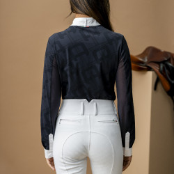 Turnierpolo Horseware AA Alcina Langarm Holzkohle Grau