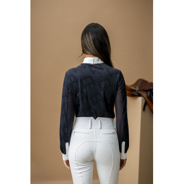 Turnierpolo Horseware AA Alcina Langarm Holzkohle Grau