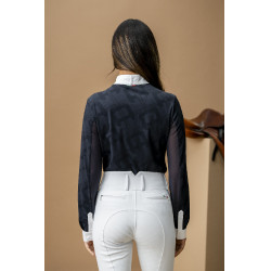 Turnierpolo Horseware AA Alcina Langarm Holzkohle Grau