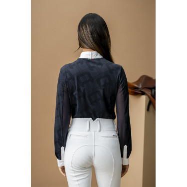 Turnierpolo Horseware AA Alcina Langarm Holzkohle Grau