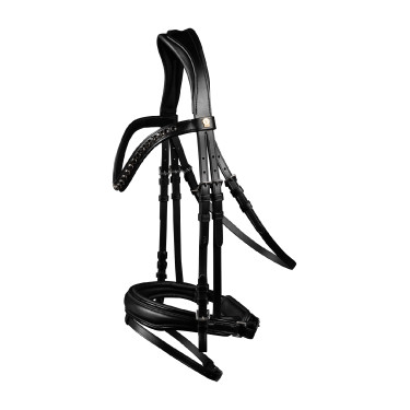 Lackriemen lackiert Waldhausen S-Line Blackshine kombiniertem Reithalfter Pullback Schwarz
