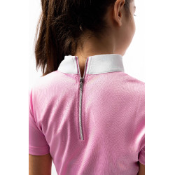 Turnier-Poloshirt Horze Kaya Kinder Strass Rosen-Begonie