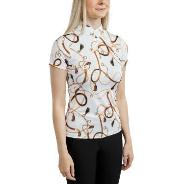 Kurzarm-Poloshirt Montar mit Haily Bridle Druck für Damen Kurzarm-Poloshirt Montar mit Haily Bridle Druck für Damen