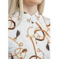 Kurzarm-Poloshirt Montar mit Haily Bridle Druck für Damen Weiß Weiß Kurzarm-Poloshirt Montar mit Haily Bridle Druck für Damen Weiß Weiß